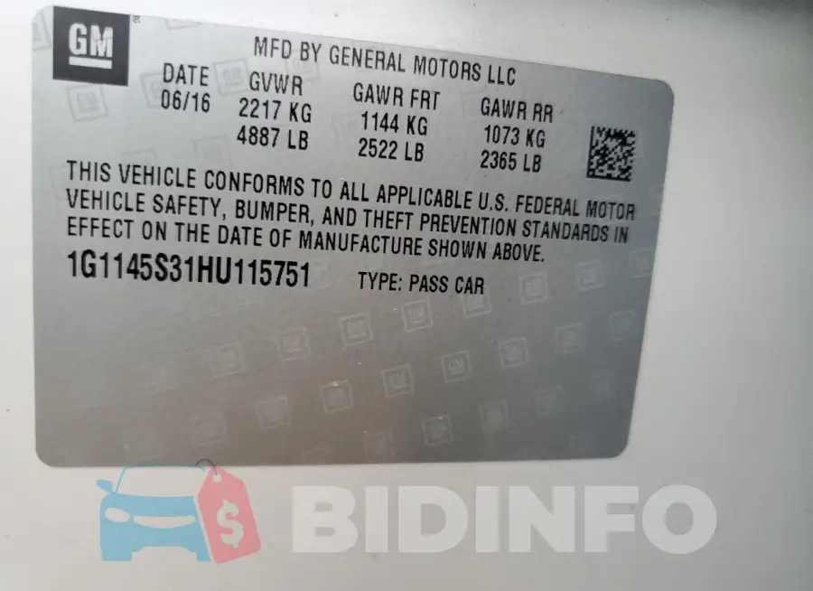 1G1145S31HU115751 Photo# 12