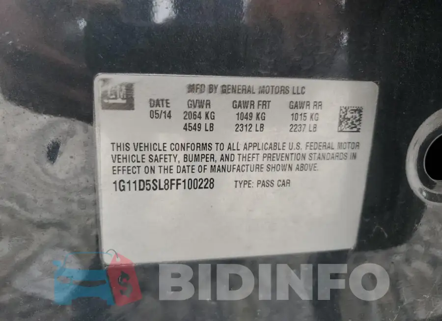 1G11D5SL8FF100228 Photo# 12