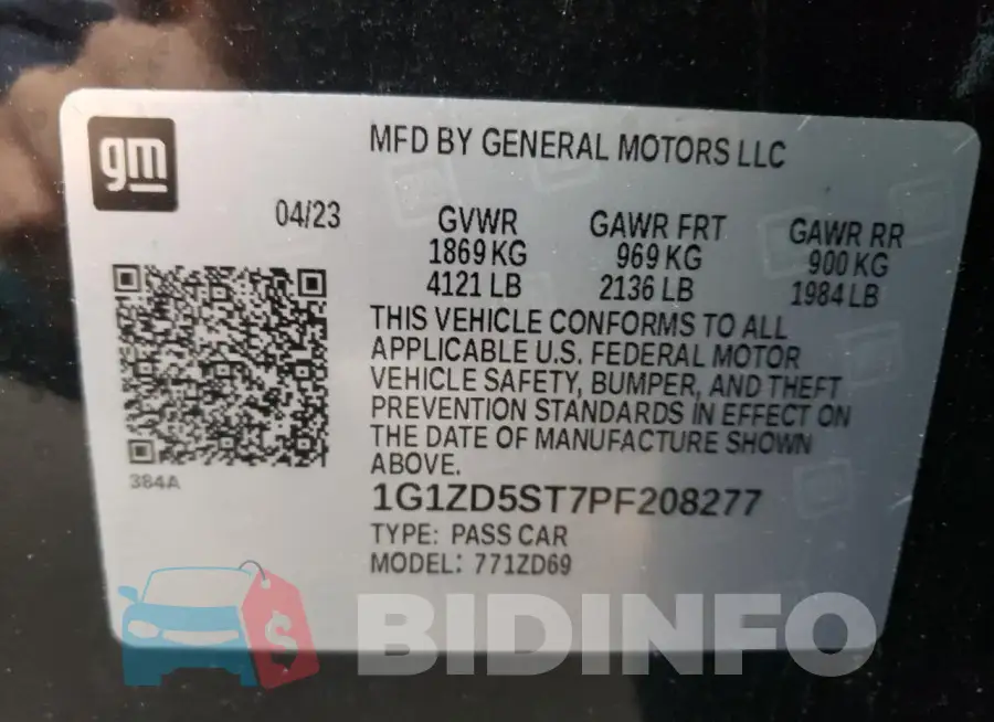 1G1ZD5ST7PF208277 Photo# 13