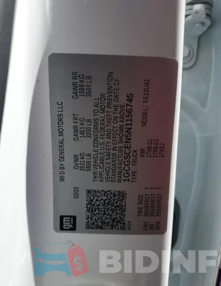 1GCGSCEN5N1156745 Photo# 13