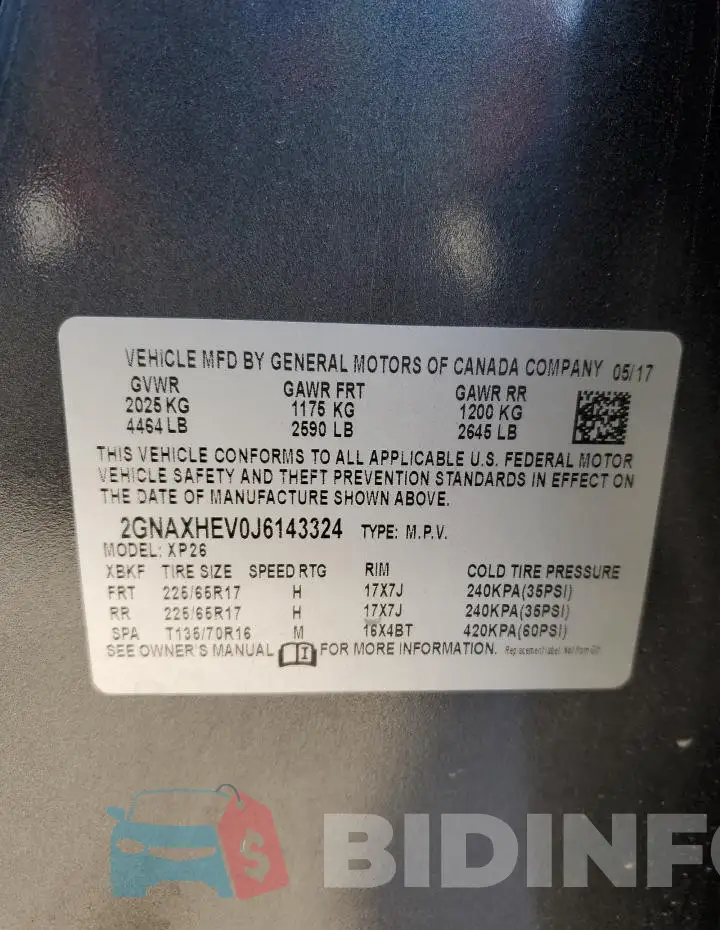 2GNAXHEV0J6143324 Photo# 12