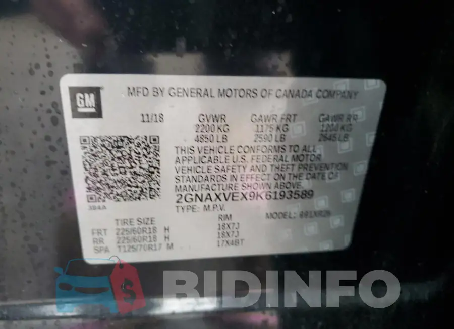 2GNAXVEX9K6193589 Photo# 13