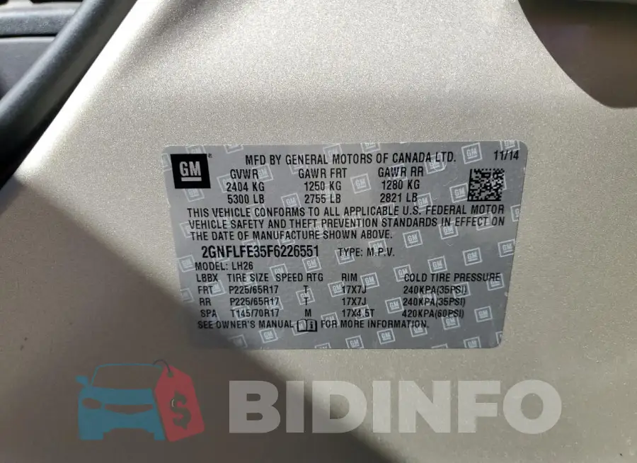 2GNFLFE35F6226551 Photo# 13