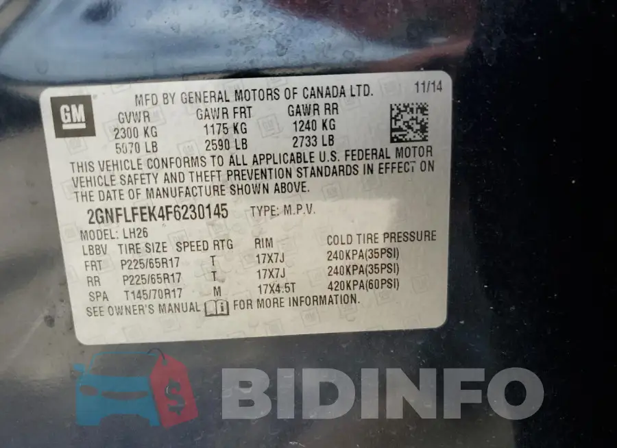 2GNFLFEK4F6230145 Photo# 13