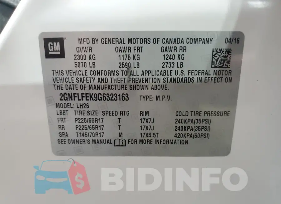 2GNFLFEK9G6323163 Photo# 13