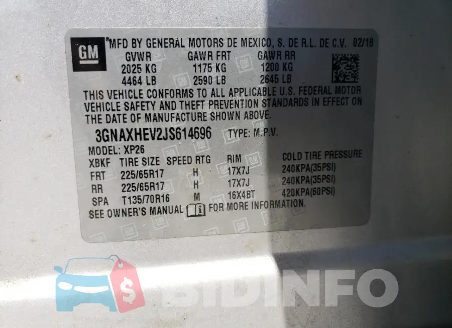 3GNAXHEV2JS614696 Photo# 14