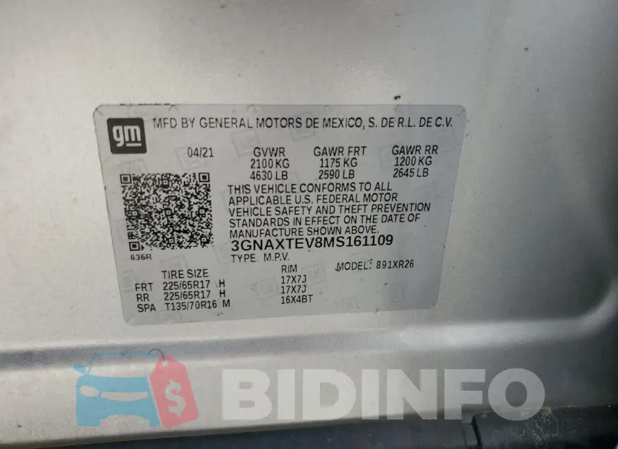 3GNAXTEV8MS161109 Photo# 14