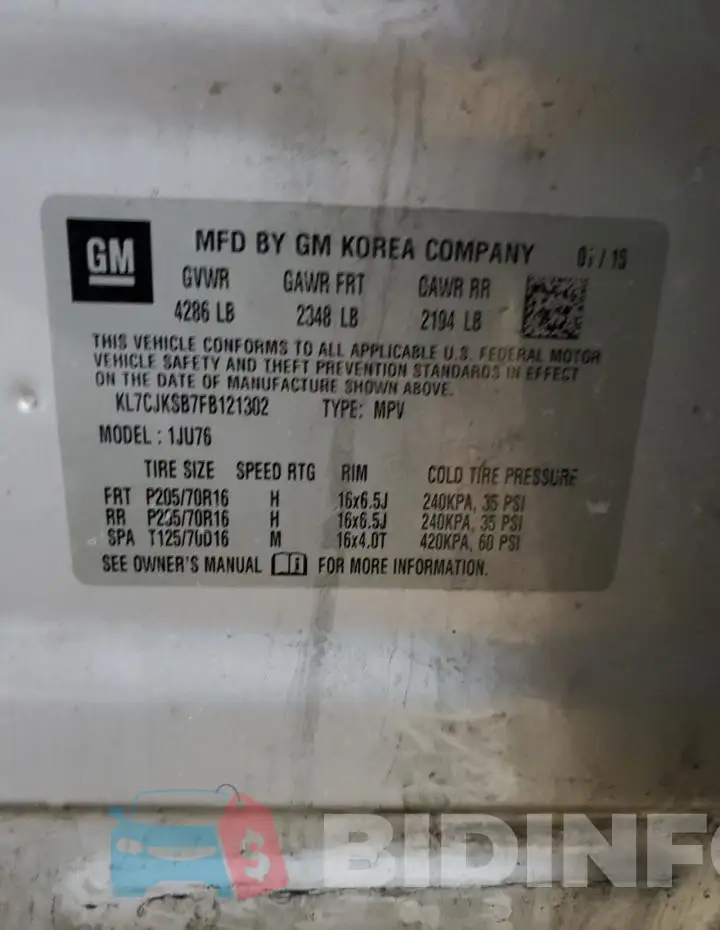 KL7CJKSB7FB121302 Photo# 13