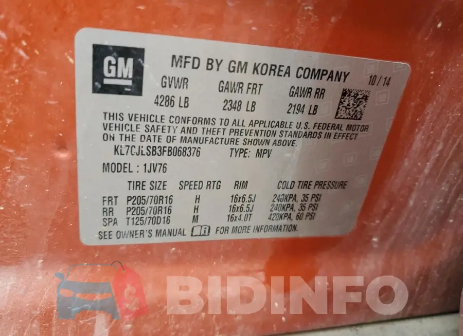 KL7CJLSB3FB068376 Photo# 13