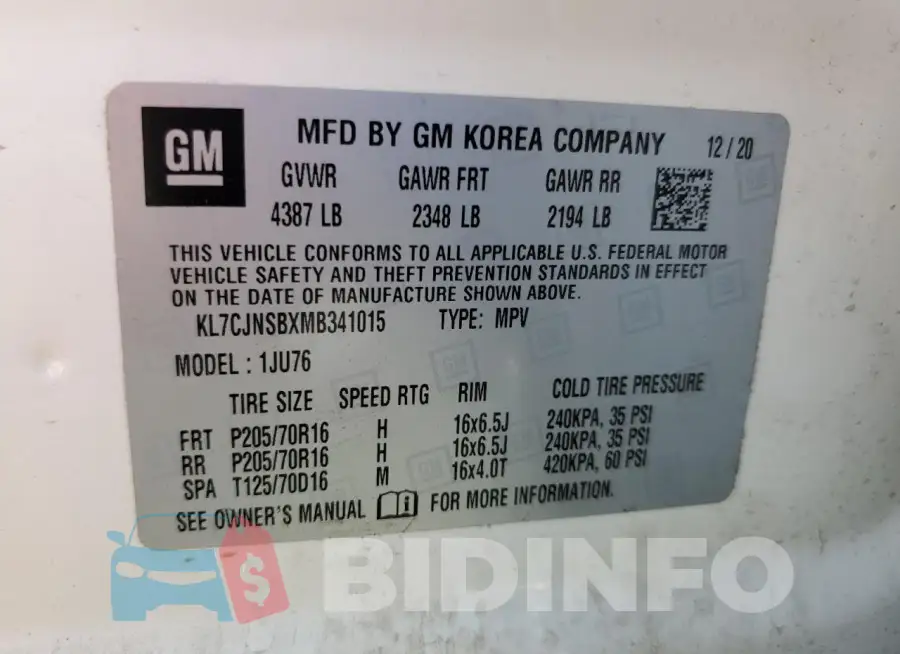 KL7CJNSBXMB341015 Photo# 13