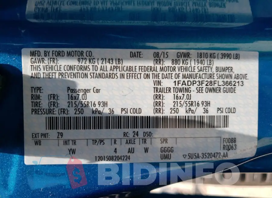 1FADP3F28FL366213 Photo# 13