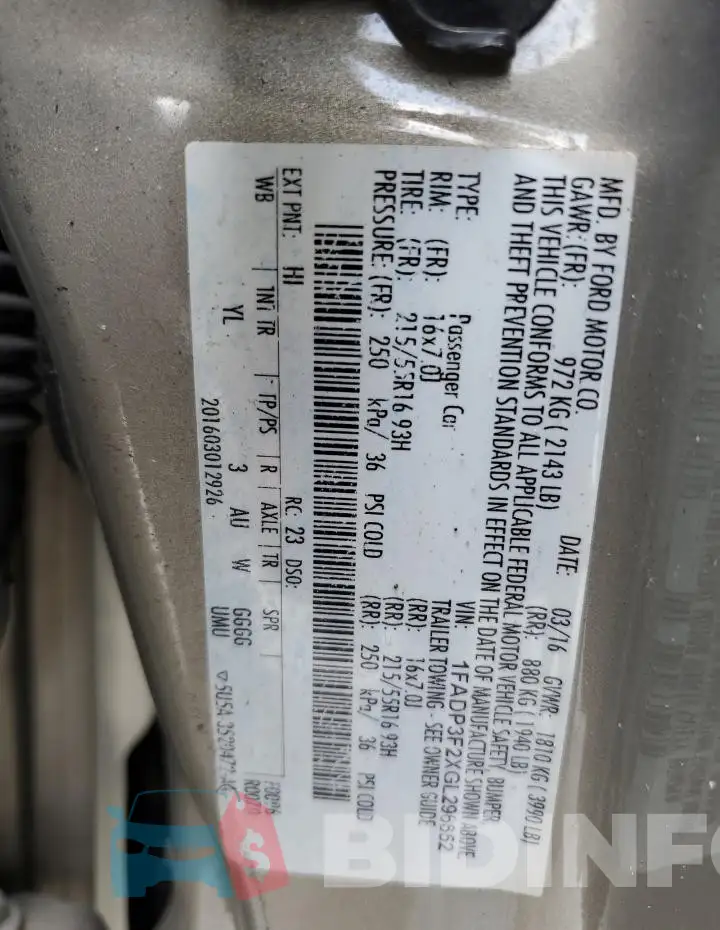 1FADP3F2XGL296652 Photo# 12