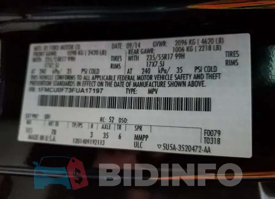 1FMCU0F73FUA17197 Photo# 12
