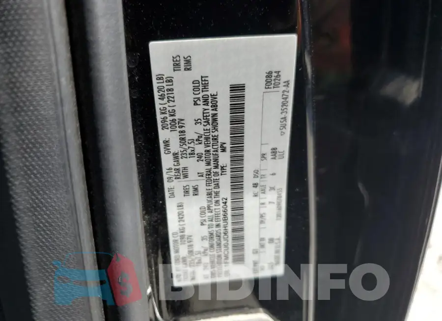 1FMCU0JD6HUB66042 Photo# 13
