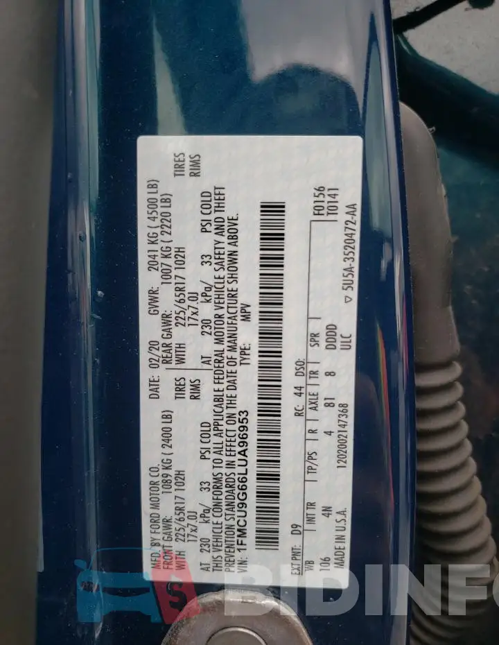 1FMCU9G66LUA96953 Photo# 13