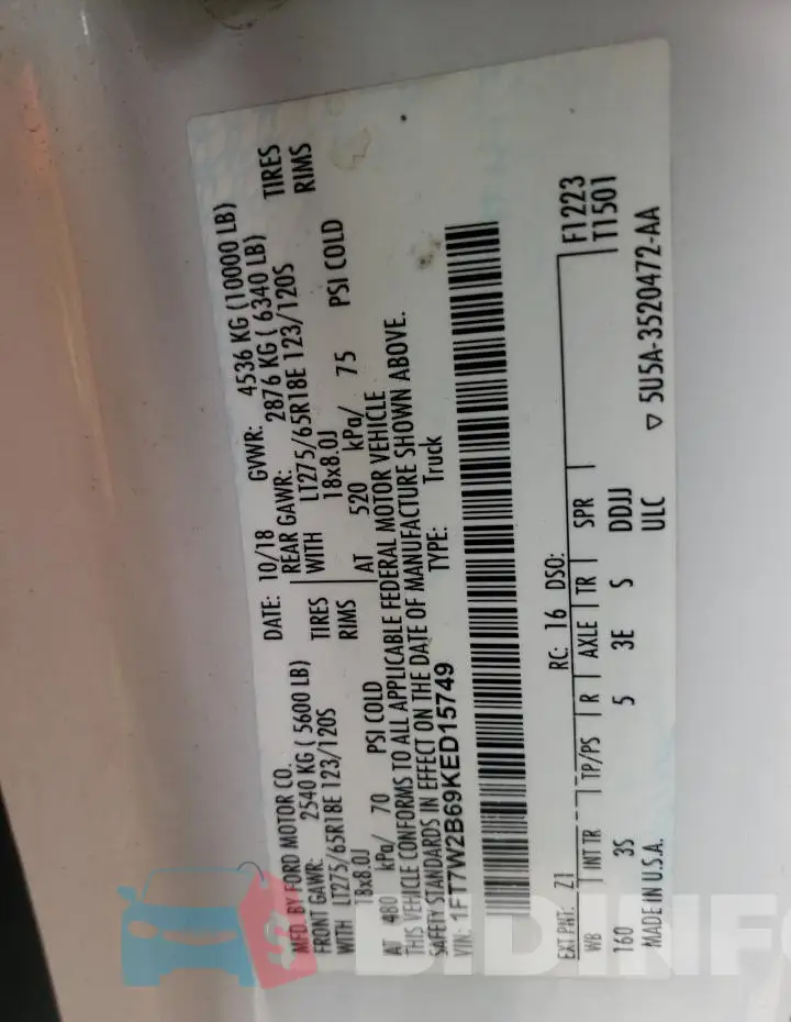 1FT7W2B69KED15749 Photo# 12