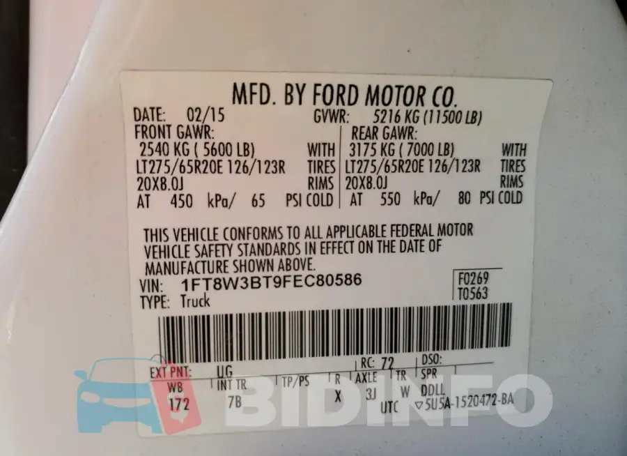 1FT8W3BT9FEC80586 Photo# 12