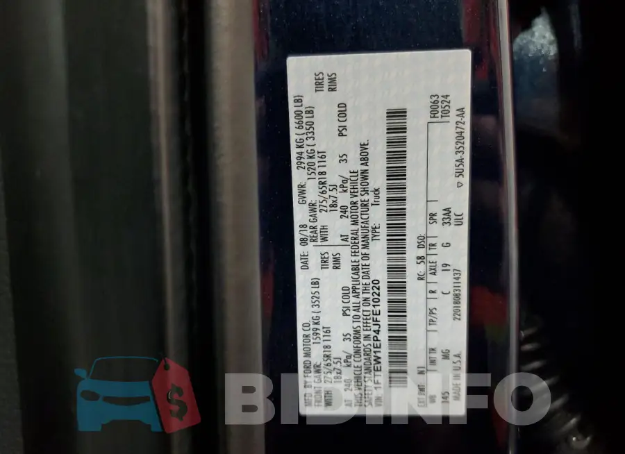 1FTEW1EP4JFE10220 Photo# 12