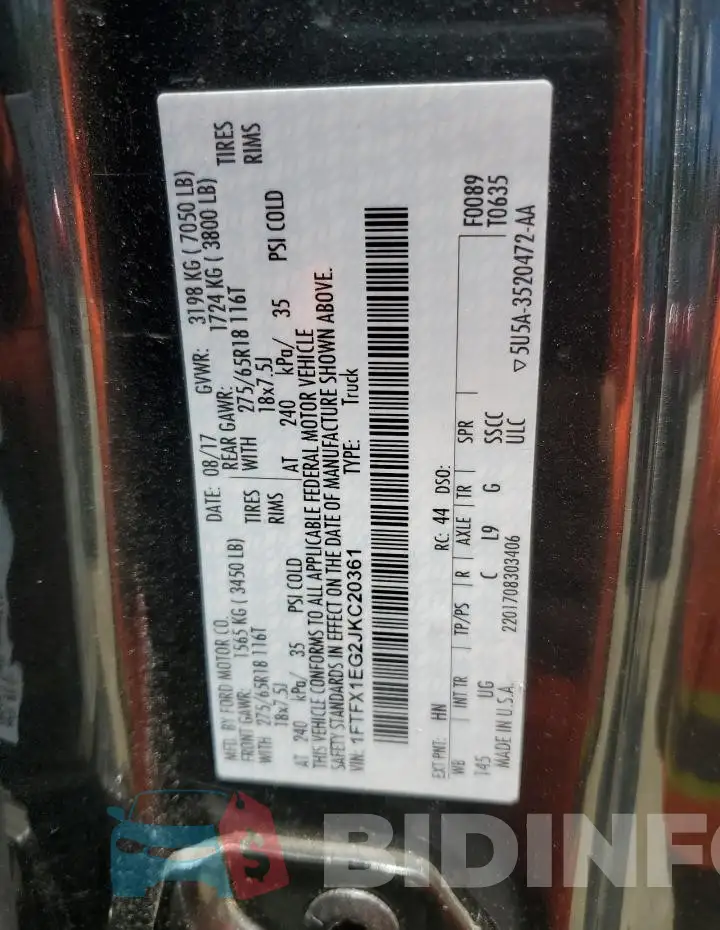 1FTFX1EG2JKC20361 Photo# 12