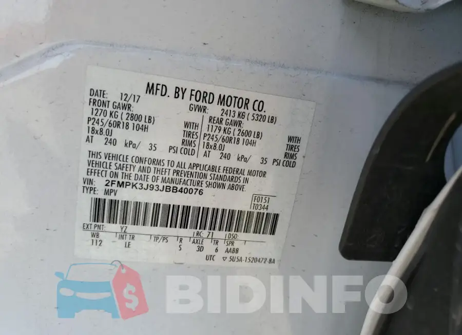 2FMPK3J93JBB40076 Photo# 12