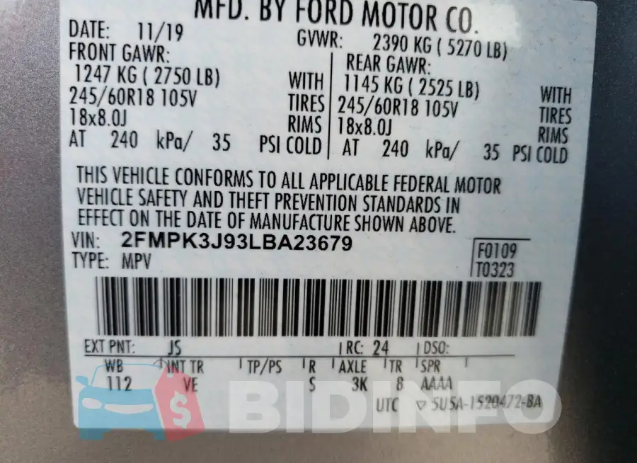2FMPK3J93LBA23679 Photo# 14