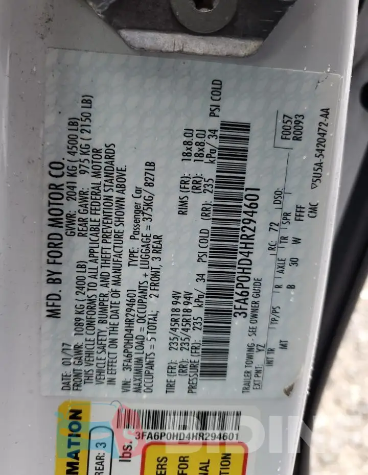 3FA6P0HD4HR294601 Photo# 12