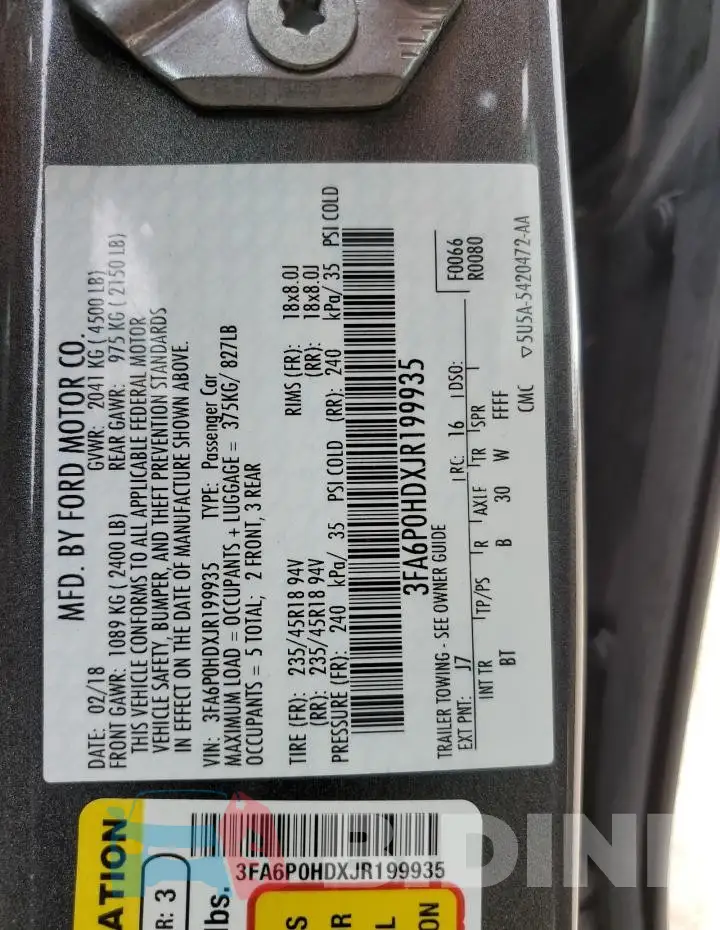 3FA6P0HDXJR199935 Photo# 12