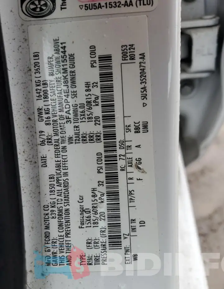 3FADP4EJ8KM155441 Photo# 12