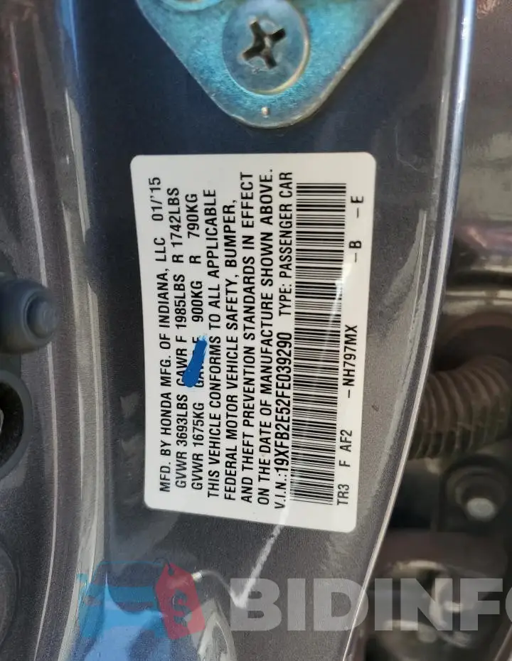 19XFB2E52FE039290 Photo# 12