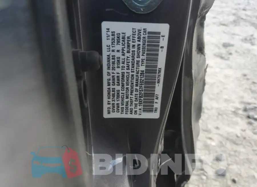 19XFB2F57FE021284 Photo# 12