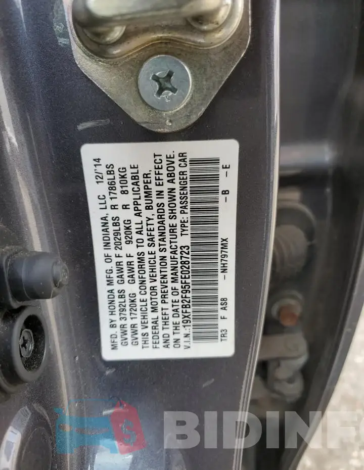 19XFB2F95FE028723 Photo# 13