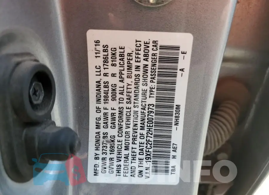 19XFC2F72HE007973 Photo# 12