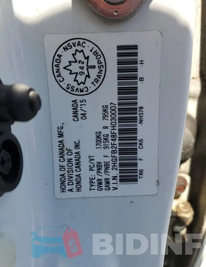 2HGFB2F48FH030007 Photo# 13