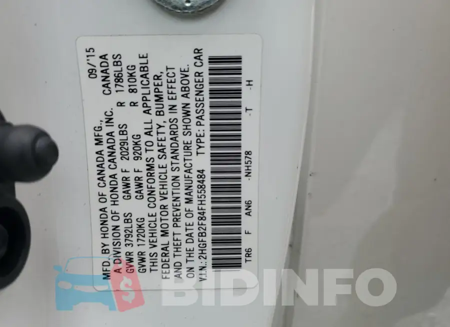 2HGFB2F84FH558484 Photo# 12