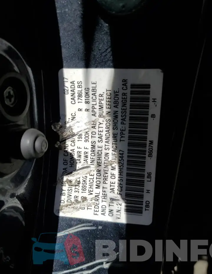 2HGFC2F51HH525447 Photo# 12