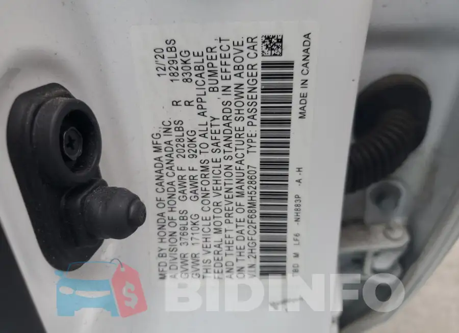 2HGFC2F68MH528607 Photo# 13