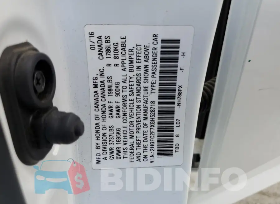 2HGFC2F7XGH528718 Photo# 12