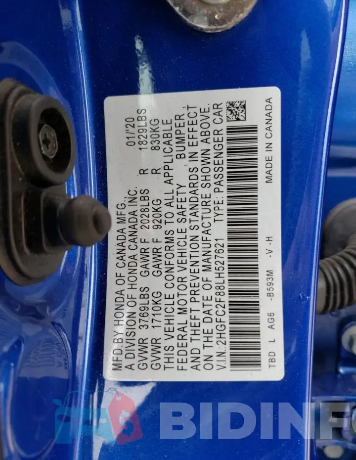 2HGFC2F88LH527621 Photo# 12