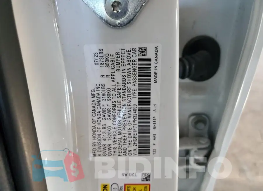 2HGFE1F71PH324099 Photo# 13