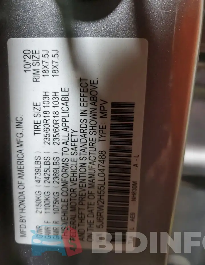 5J6RW2H55LL047488 Photo# 13