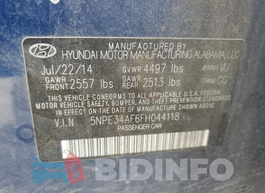 5NPE34AF6FH044118 Photo# 13