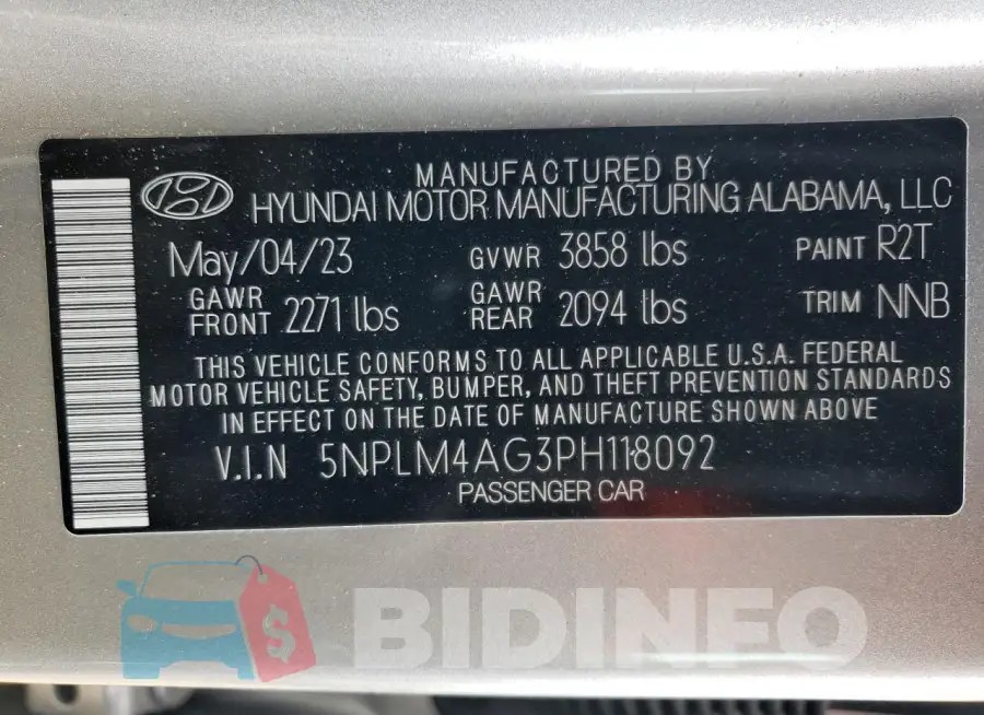 5NPLM4AG3PH118092 Photo# 13