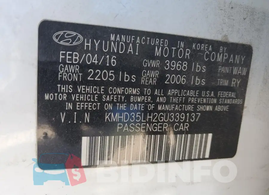 KMHD35LH2GU339137 Photo# 12