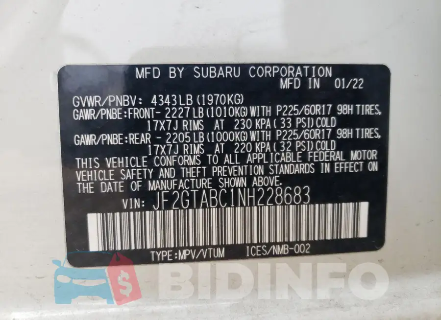 JF2GTABC1NH228683 Photo# 12