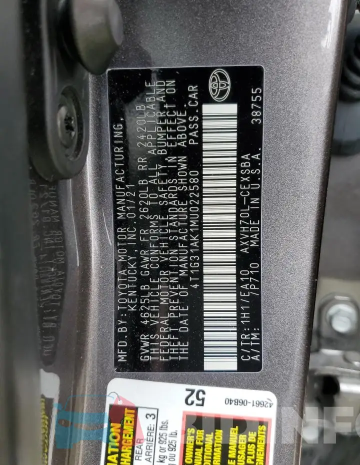 4T1G31AK1MU022580 Photo# 13