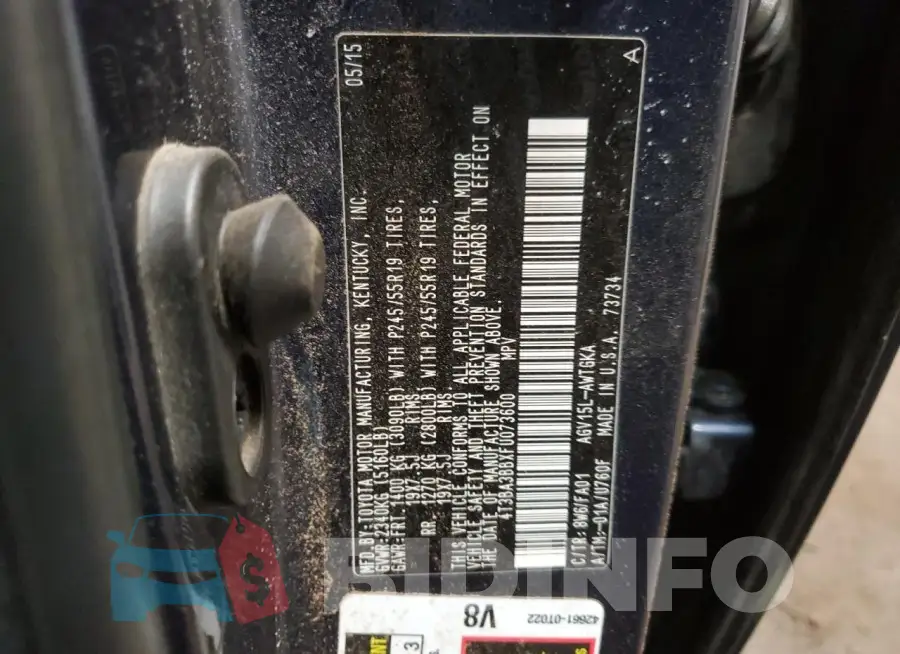4T3BA3BBXFU073600 Photo# 14