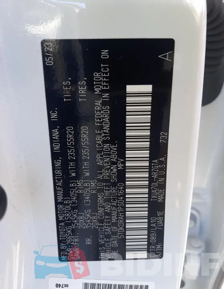 5TDKDRAH1PS041640 Photo# 13