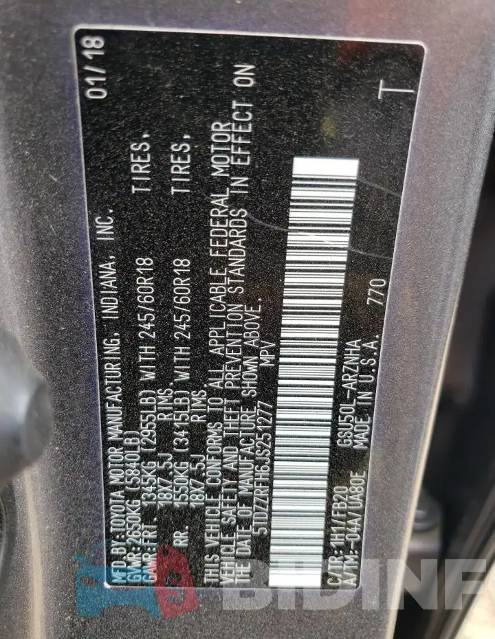 5TDZZRFH6JS251277 Photo# 12