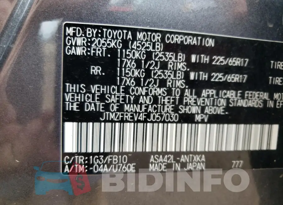 JTMZFREV4FJ057030 Photo# 13