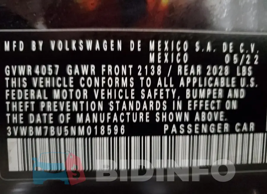 3VWBM7BU5NM018596 Photo# 12